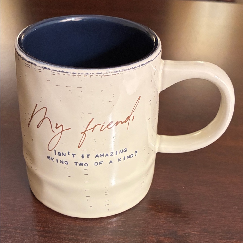 Demdaco My Friend Mug in Cream and Navy
